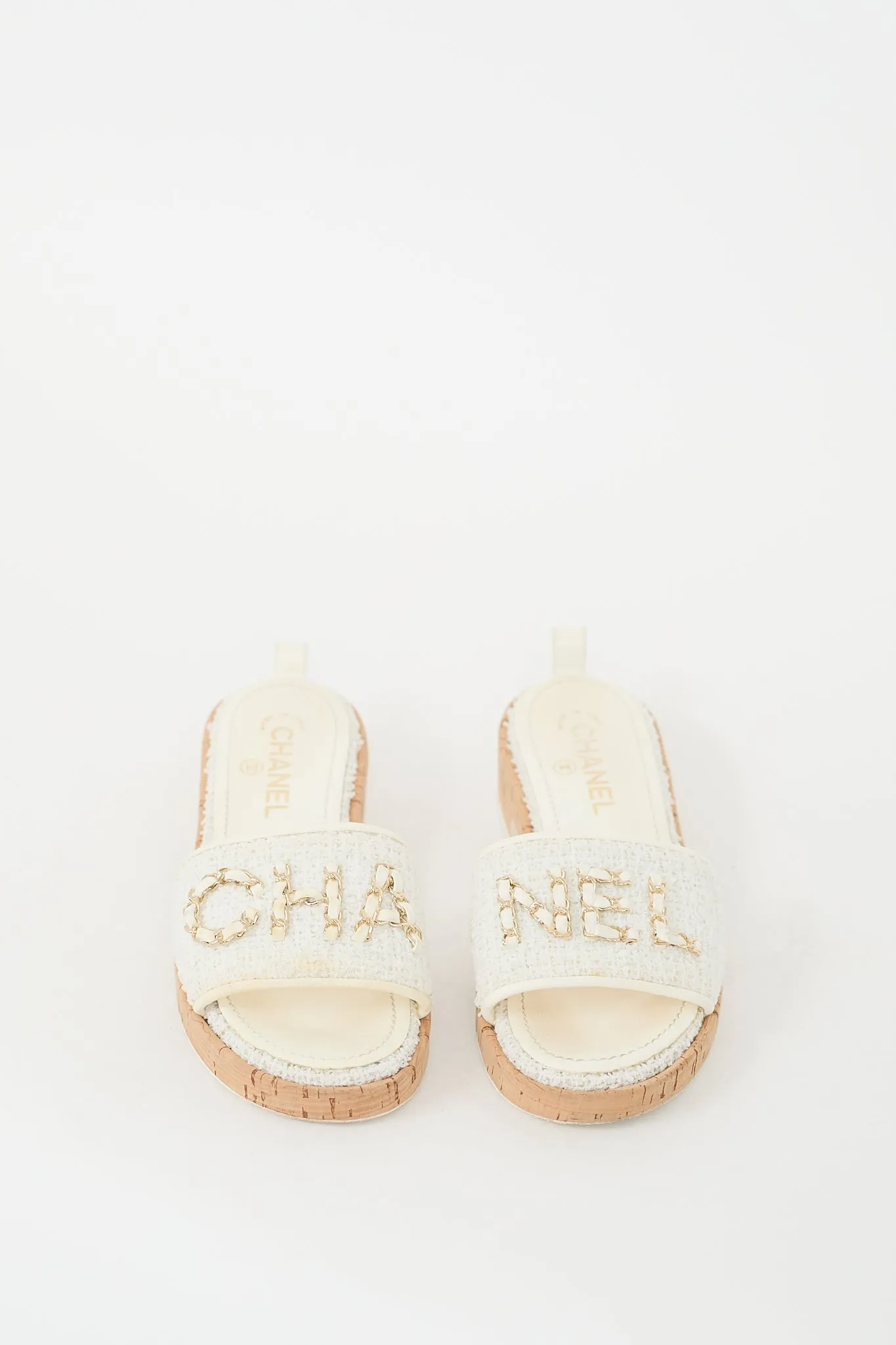 2021 White Tweed Chain Logo Slide