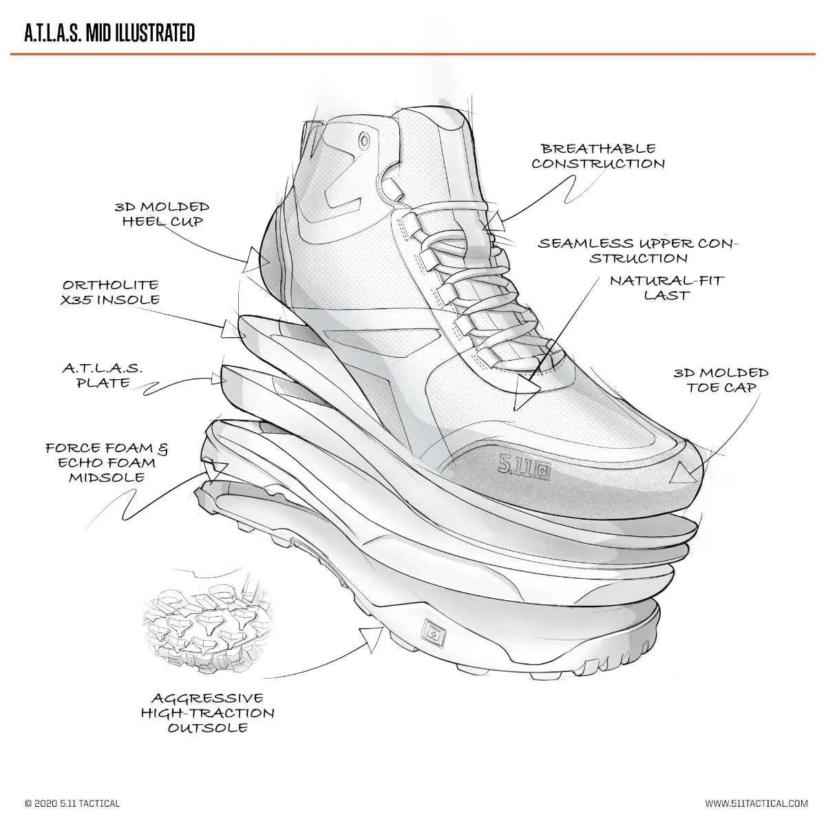 5.11 Tactical A.T.L.A.S. Mid Shoe