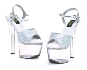 711-FLIRT-G 7" Heel Silver Glitter Sandal