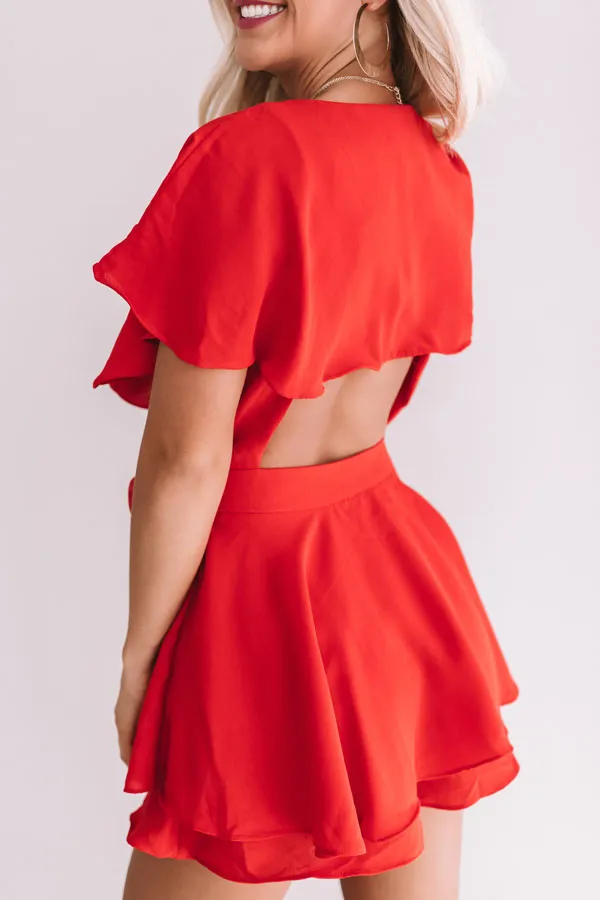 All The Goals Wrap Romper In Red