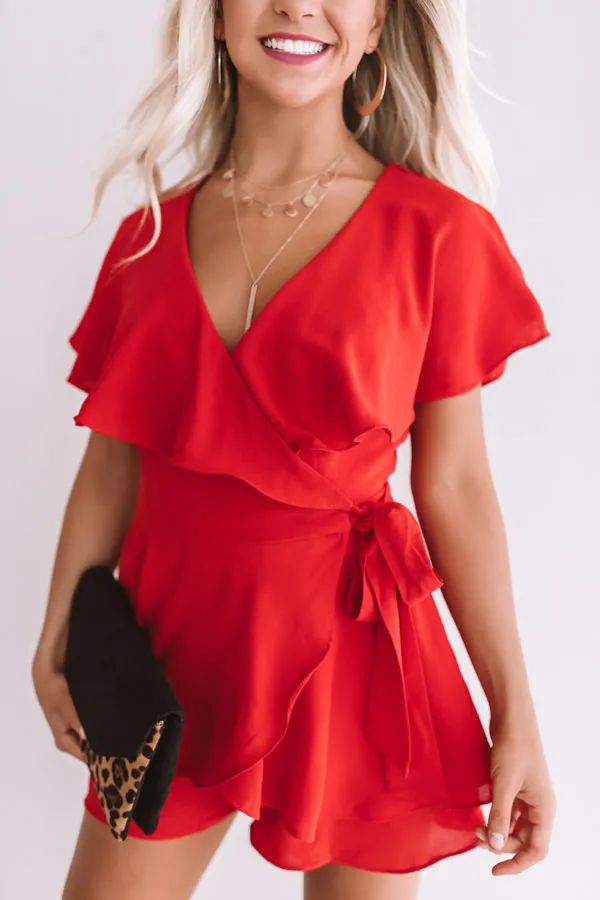 All The Goals Wrap Romper In Red