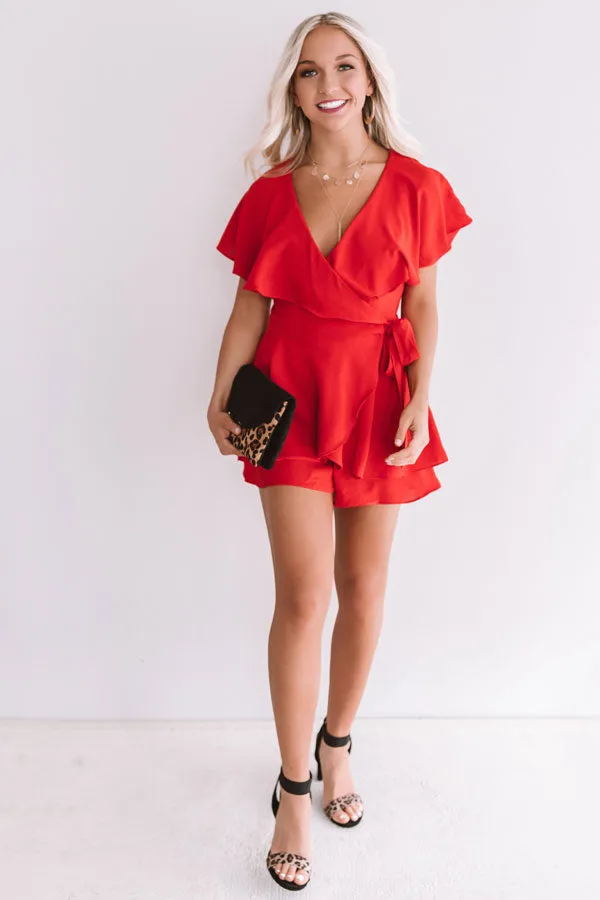 All The Goals Wrap Romper In Red