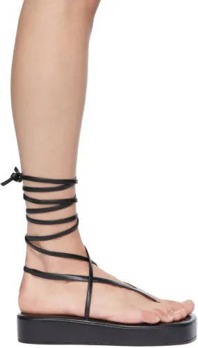 Amina Muaddi Black Jamie Flatform Sandals