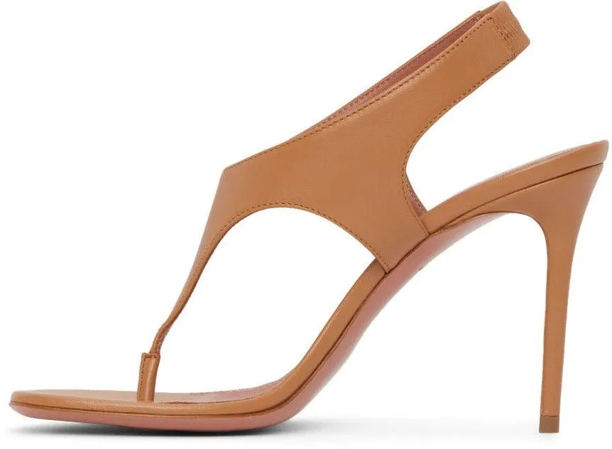 Amina Muaddi Brown Debora Heeled Sandals