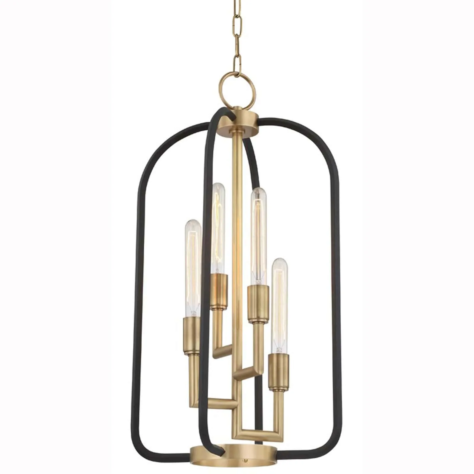 Angler 4 Light Chandelier, Aged Brass
