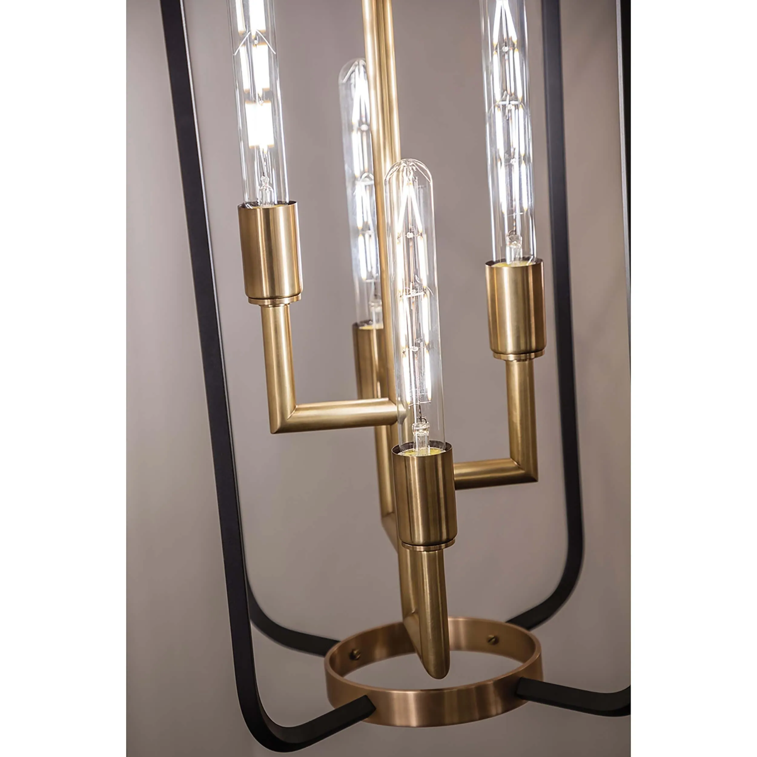 Angler 4 Light Chandelier, Aged Brass
