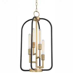 Angler 4 Light Chandelier, Aged Brass