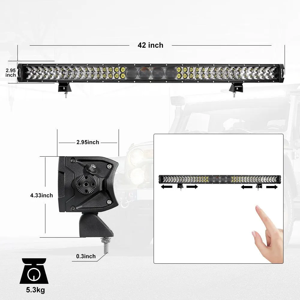 AR-800 RGB Switch Panel with APP 42 Inch 5D-PRO LED Light Bar, Toggle/ Momentary/ Pulsed Mode Supported