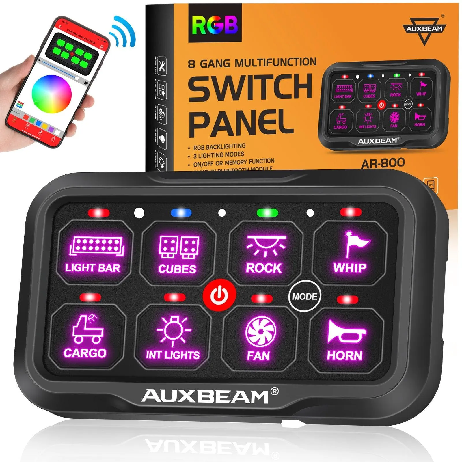 AR-800 RGB Switch Panel with APP 42 Inch 5D-PRO LED Light Bar, Toggle/ Momentary/ Pulsed Mode Supported