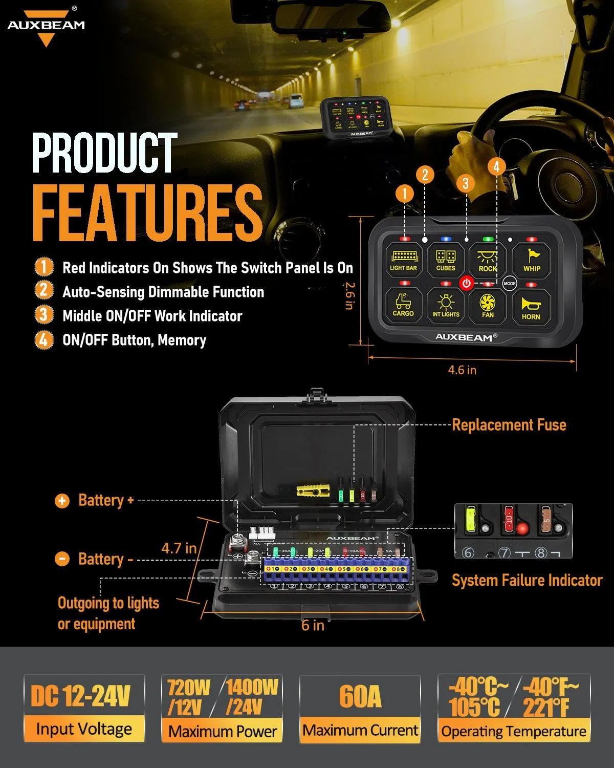 AR-800 RGB Switch Panel with APP 42 Inch 5D-PRO LED Light Bar, Toggle/ Momentary/ Pulsed Mode Supported