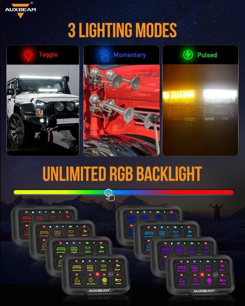 AR Series 6/8 Gang LED Switch Panel,Off Road Light Controller