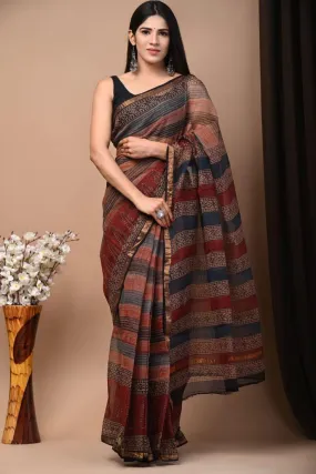 Authentic Maroon Traditional Kota Doriya Print Saree