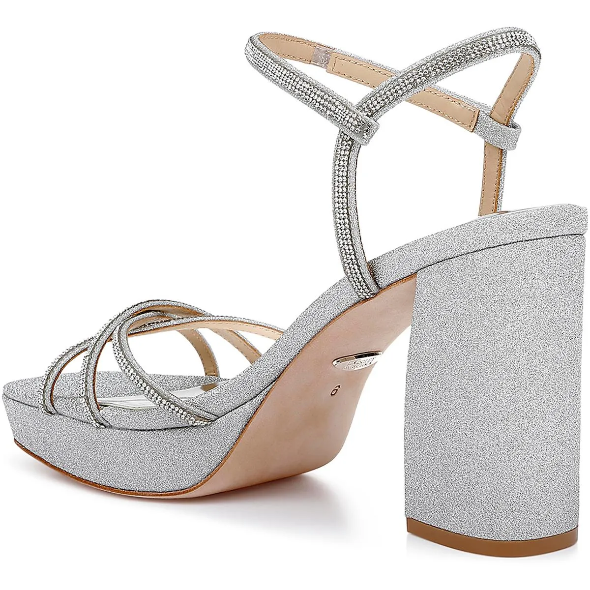 Badgley Mischka Womens Frida Glitter Slingback Platform Sandals