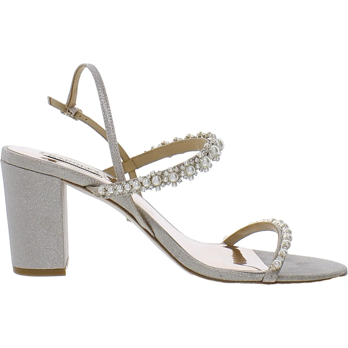 Badgley Mischka Womens Natasha Glitter Embellished Slingback Heels