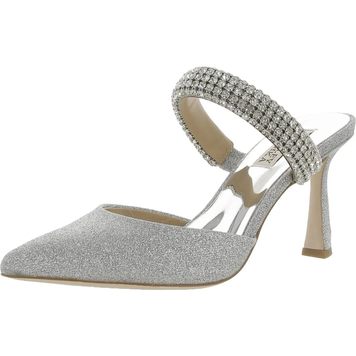 Badgley Mischka Womens Sadiya Glitter Rhinestone Pumps