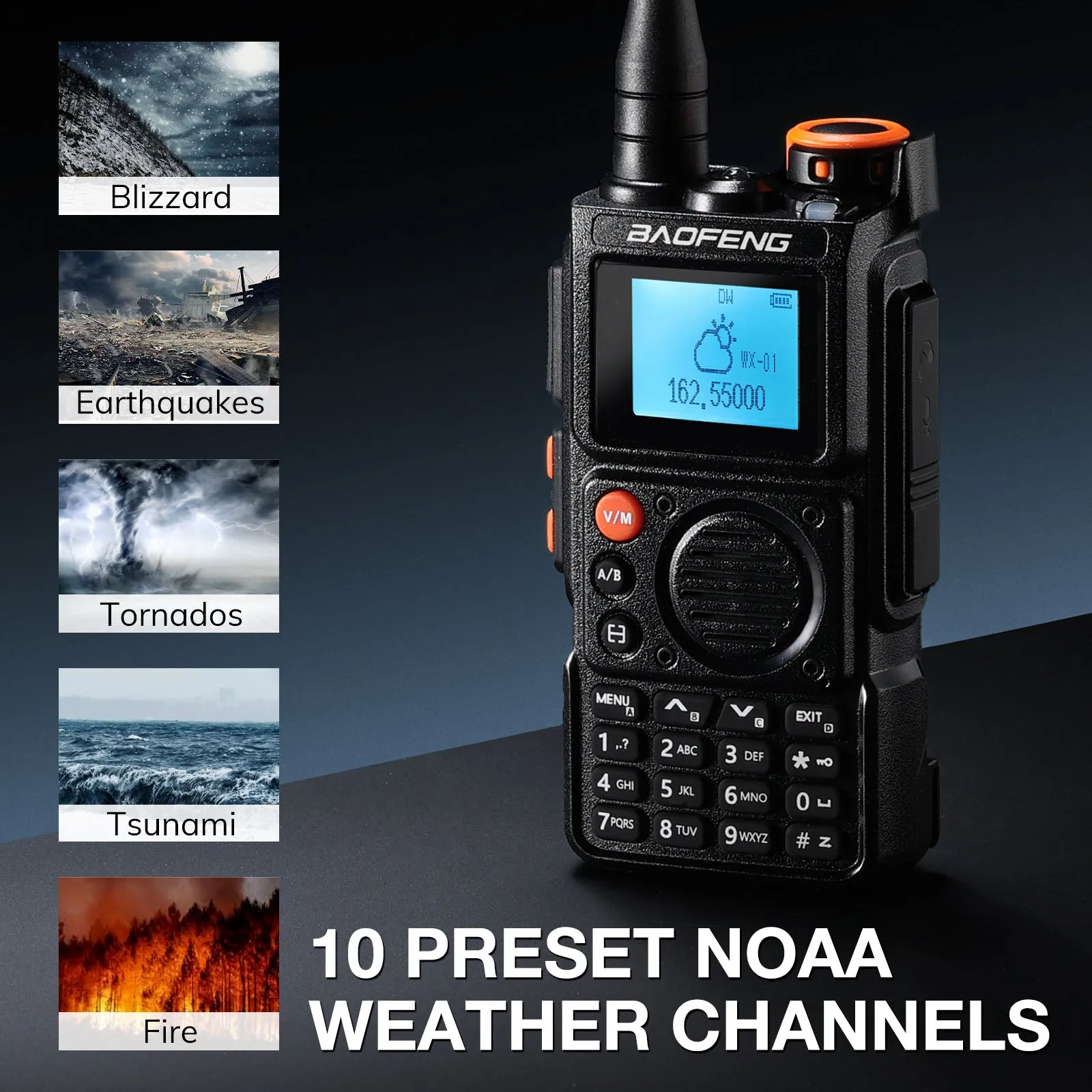 Baofeng K6 Tri-Band Radio | 5W | 999 CH | UHF/VHF/1.25M/NOAA/FM/Air Receiver |  Reverse Repeater Freq | 2600mAh Type-C Battery