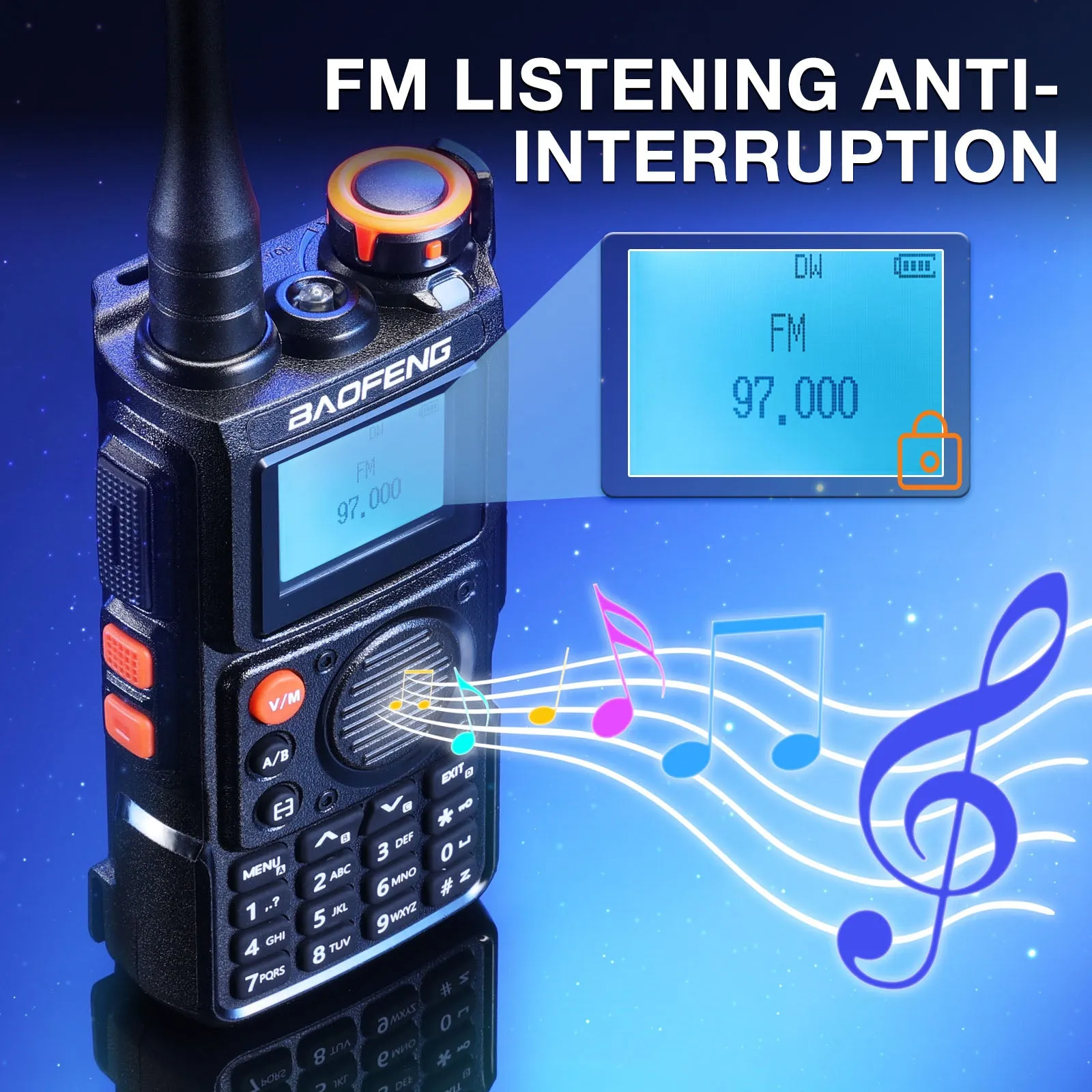 Baofeng K6 Tri-Band Radio | 5W | 999 CH | UHF/VHF/1.25M/NOAA/FM/Air Receiver |  Reverse Repeater Freq | 2600mAh Type-C Battery