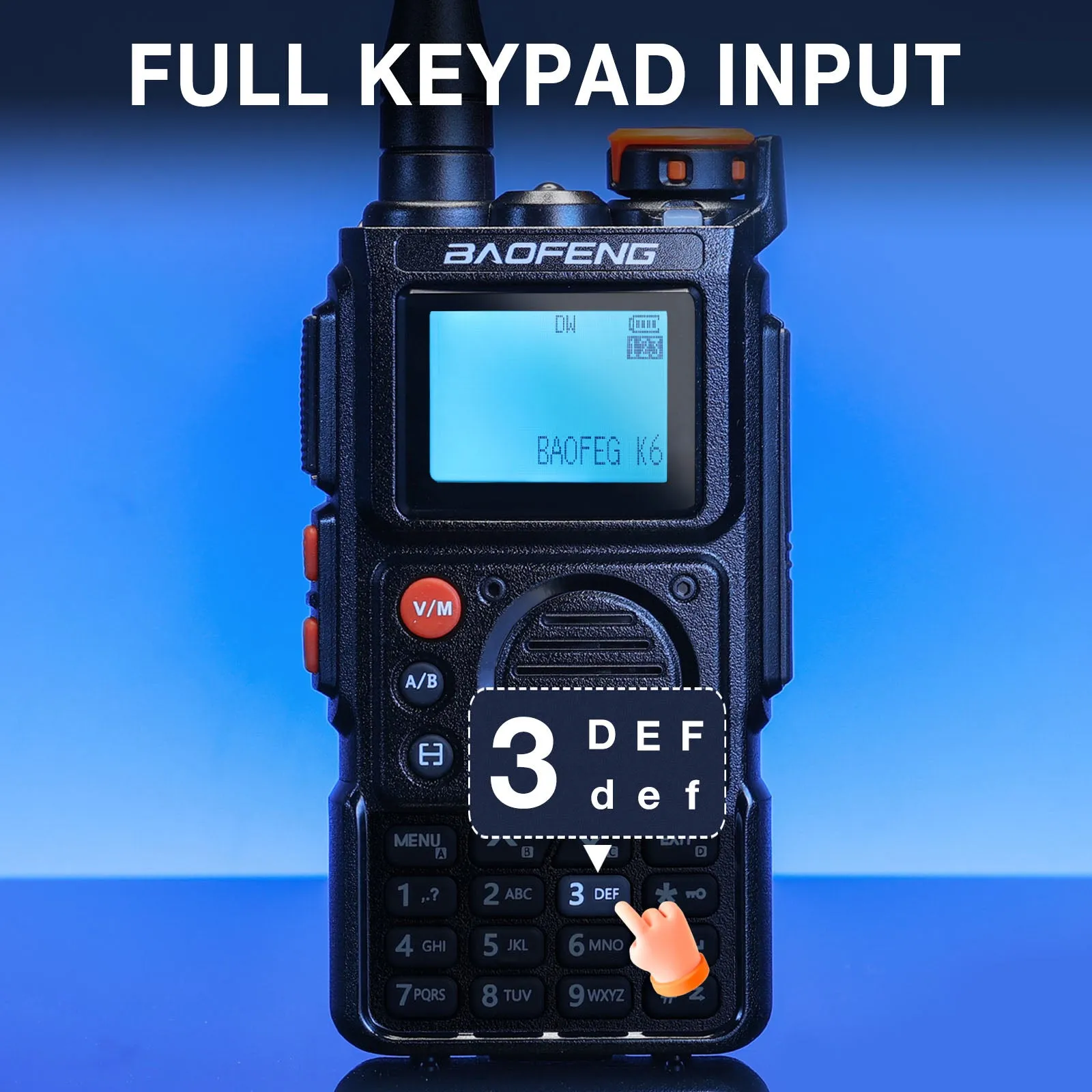Baofeng K6 Tri-Band Radio | 5W | 999 CH | UHF/VHF/1.25M/NOAA/FM/Air Receiver |  Reverse Repeater Freq | 2600mAh Type-C Battery