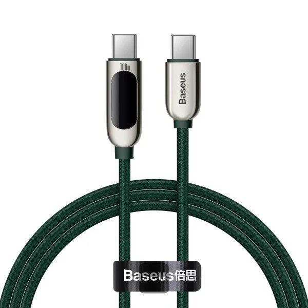 Baseus Display Fast Charging Data Cable Type-C to Type-C 100W 1M Green-7OYF