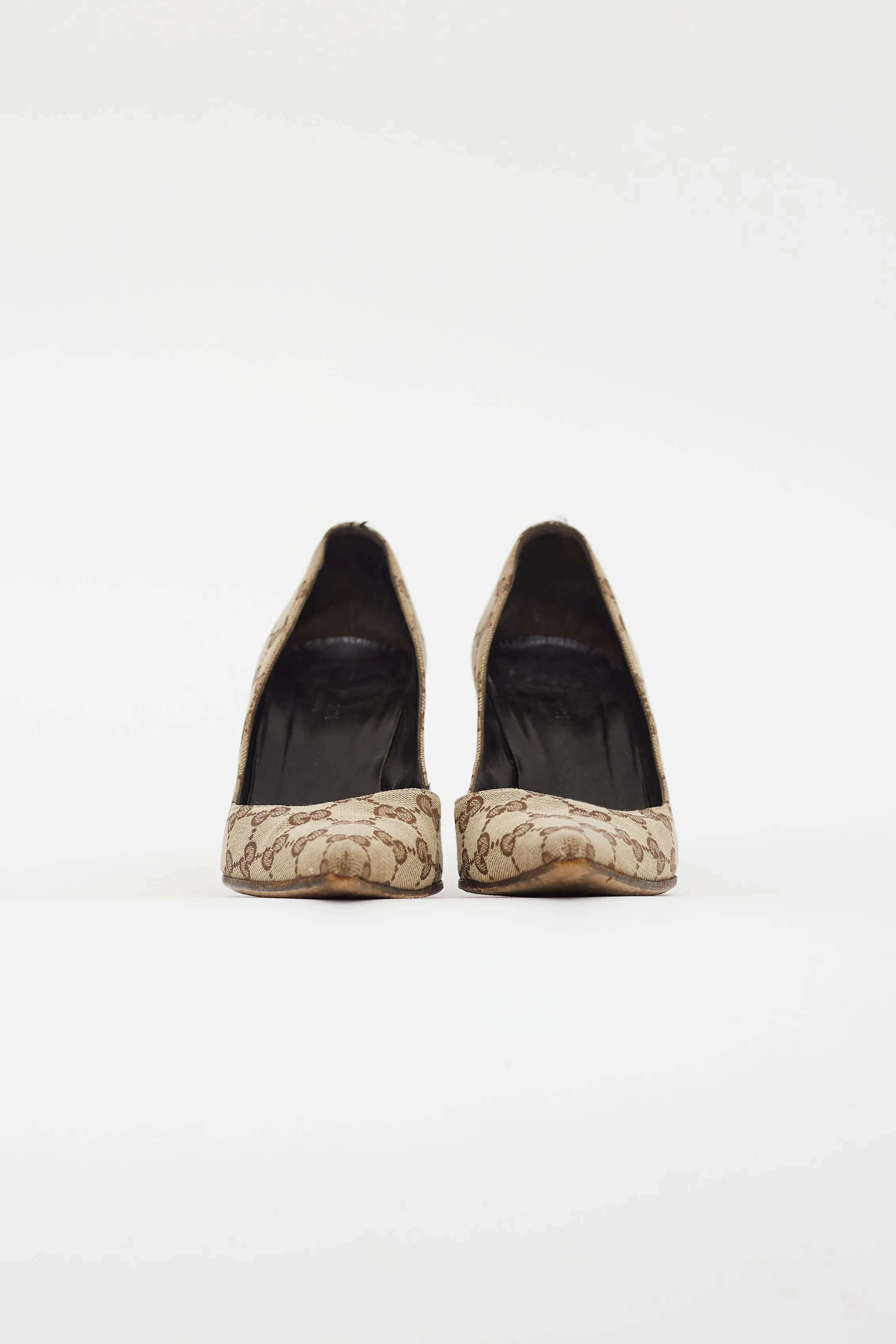 Beige GG Monogram Pointed Toe Pump