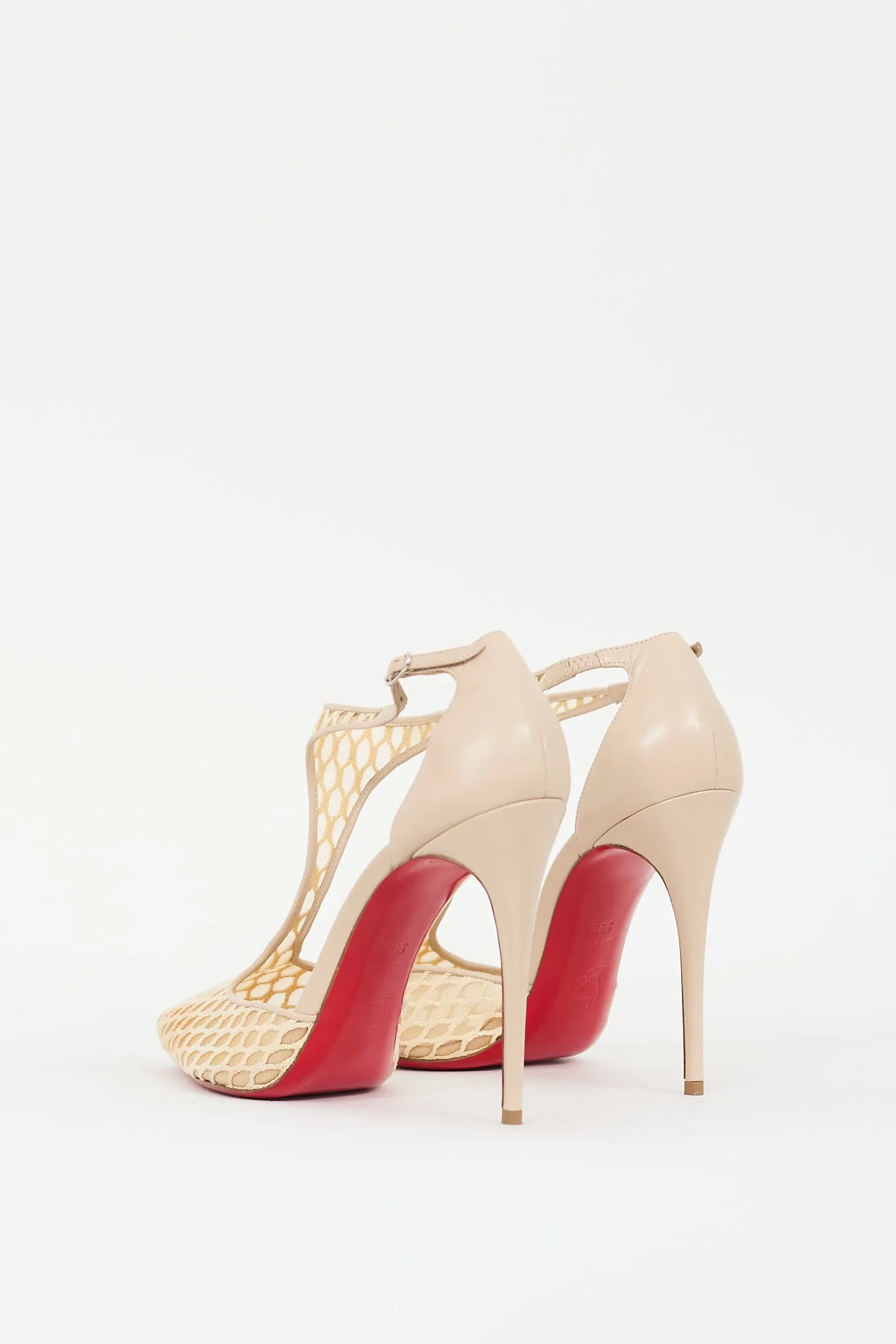 Beige Leather & Mesh Salonu Pump