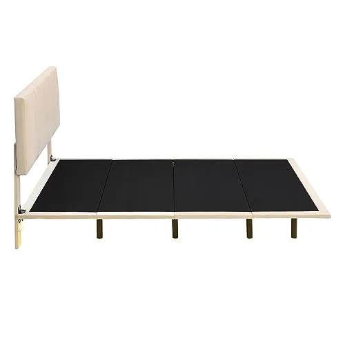 Bellemave Floating Bed Frame Queen Size Upholstered Bed with Sensor Light and Headboard, Floating Velvet Platform Bed, No Box Spring Needed for Kids Teens Adults,Beige