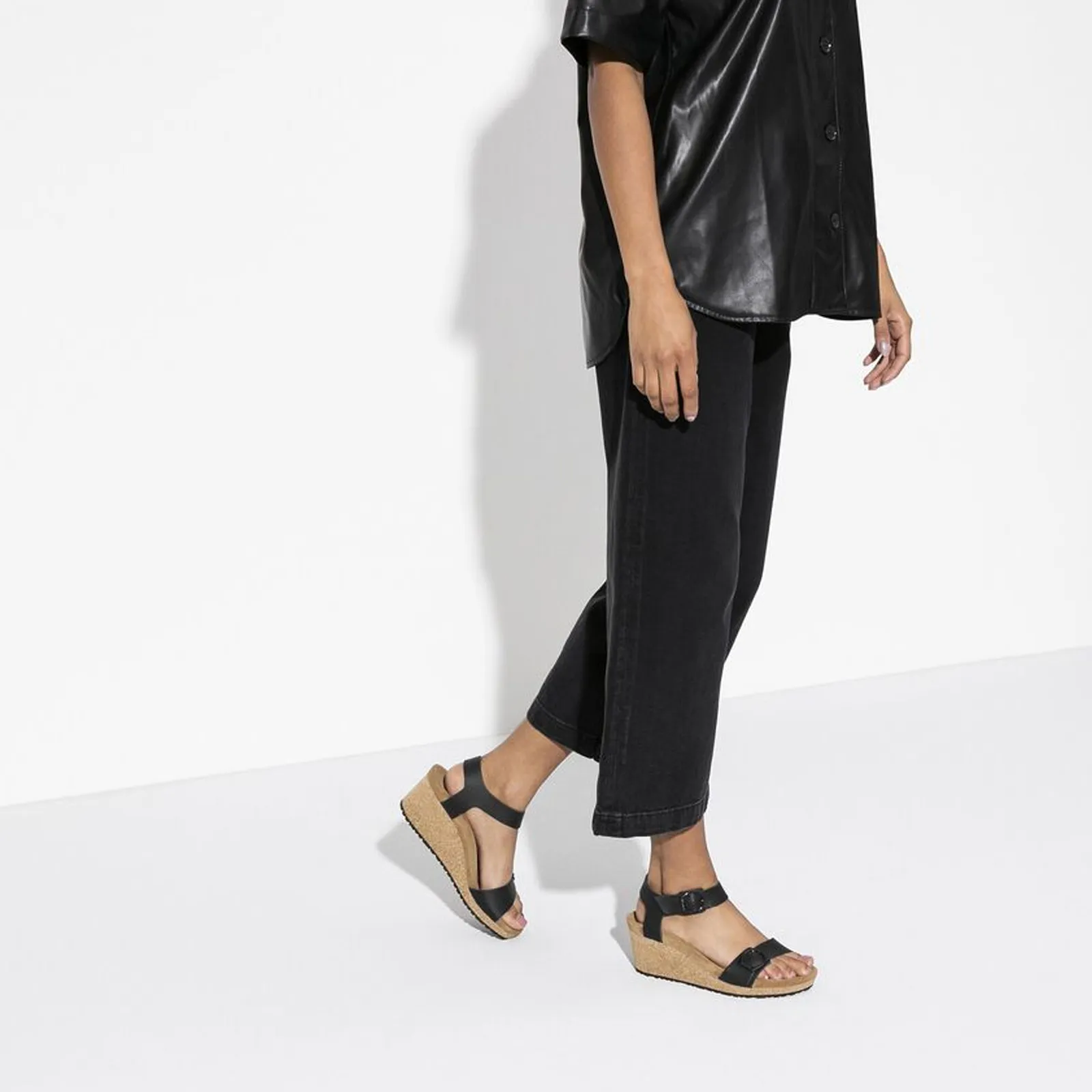 Birkenstock Soley Ring-Buckle Narrow Wedge Sandal (Women) - Black Leather
