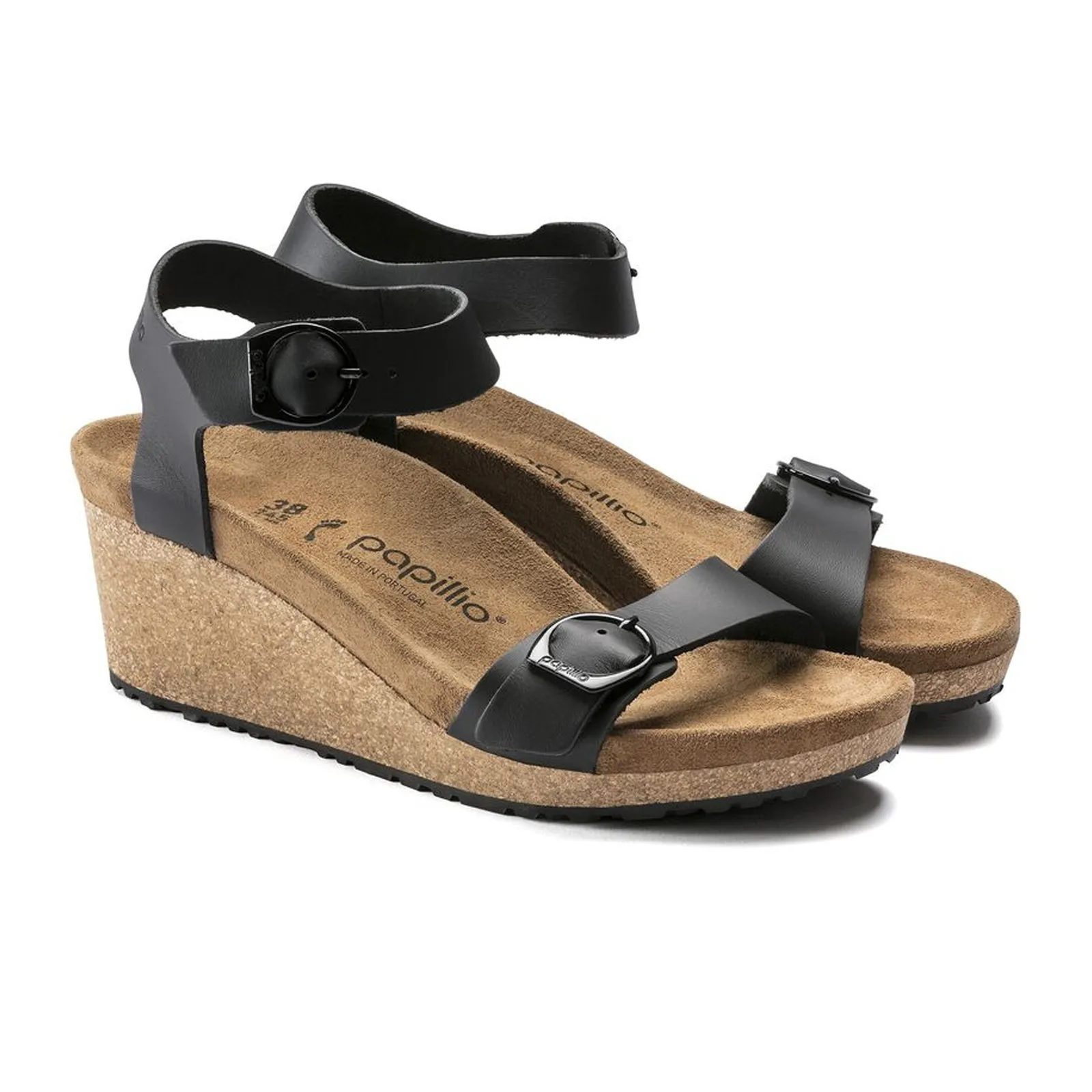 Birkenstock Soley Ring-Buckle Narrow Wedge Sandal (Women) - Black Leather