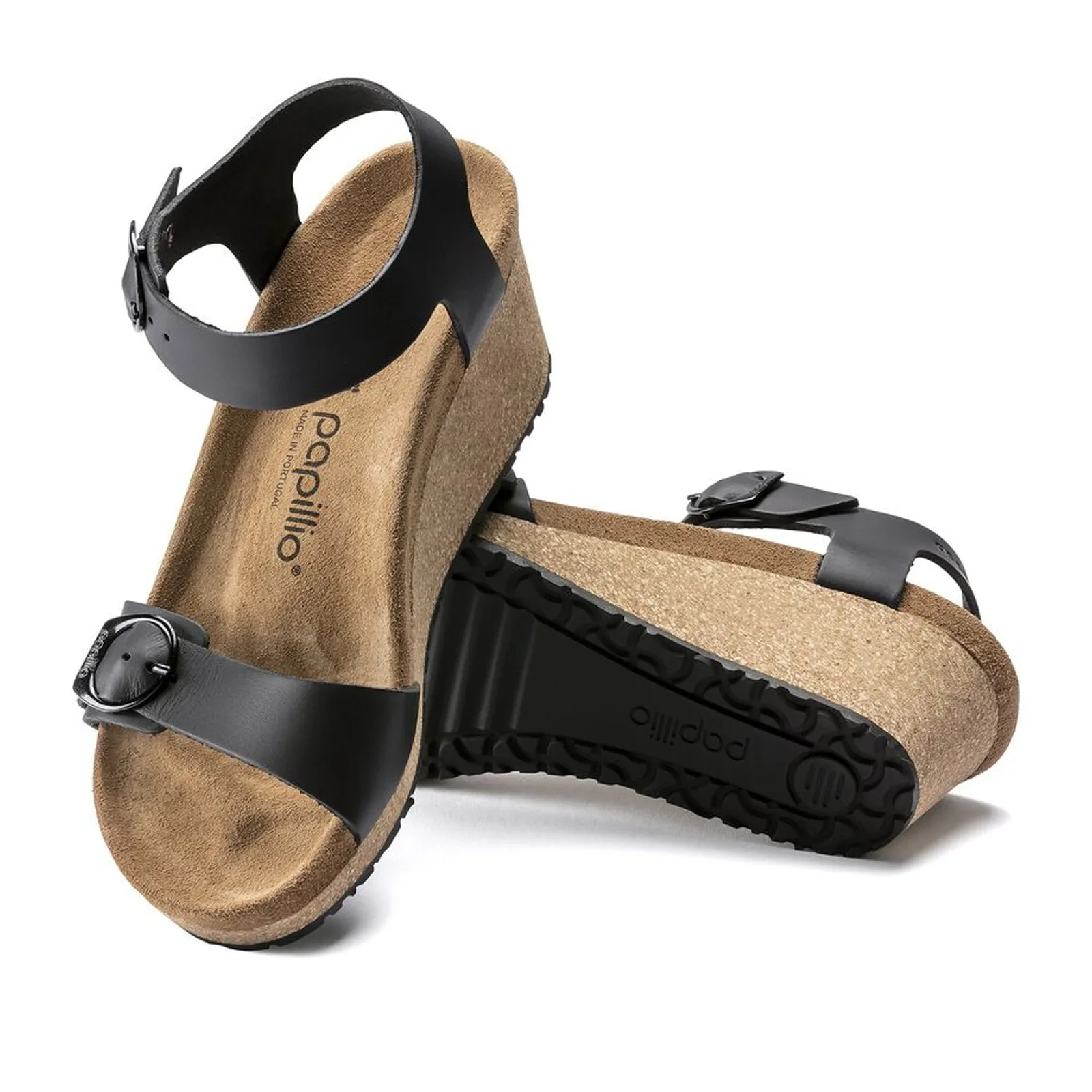 Birkenstock Soley Ring-Buckle Wedge Sandal (Women) - Black Leather