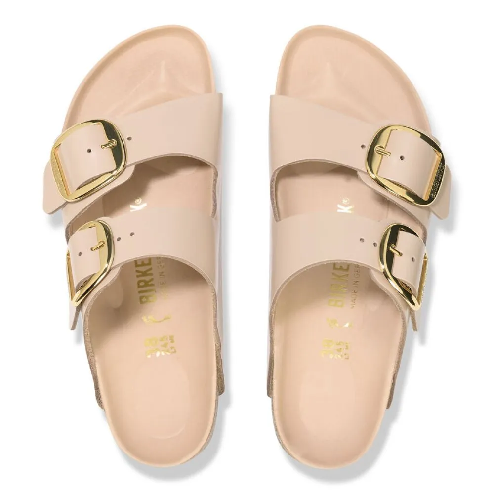 Birkenstock Women's Arizona Big Buckle Natural Leather Patent in New Beige (Narrow WIdth)