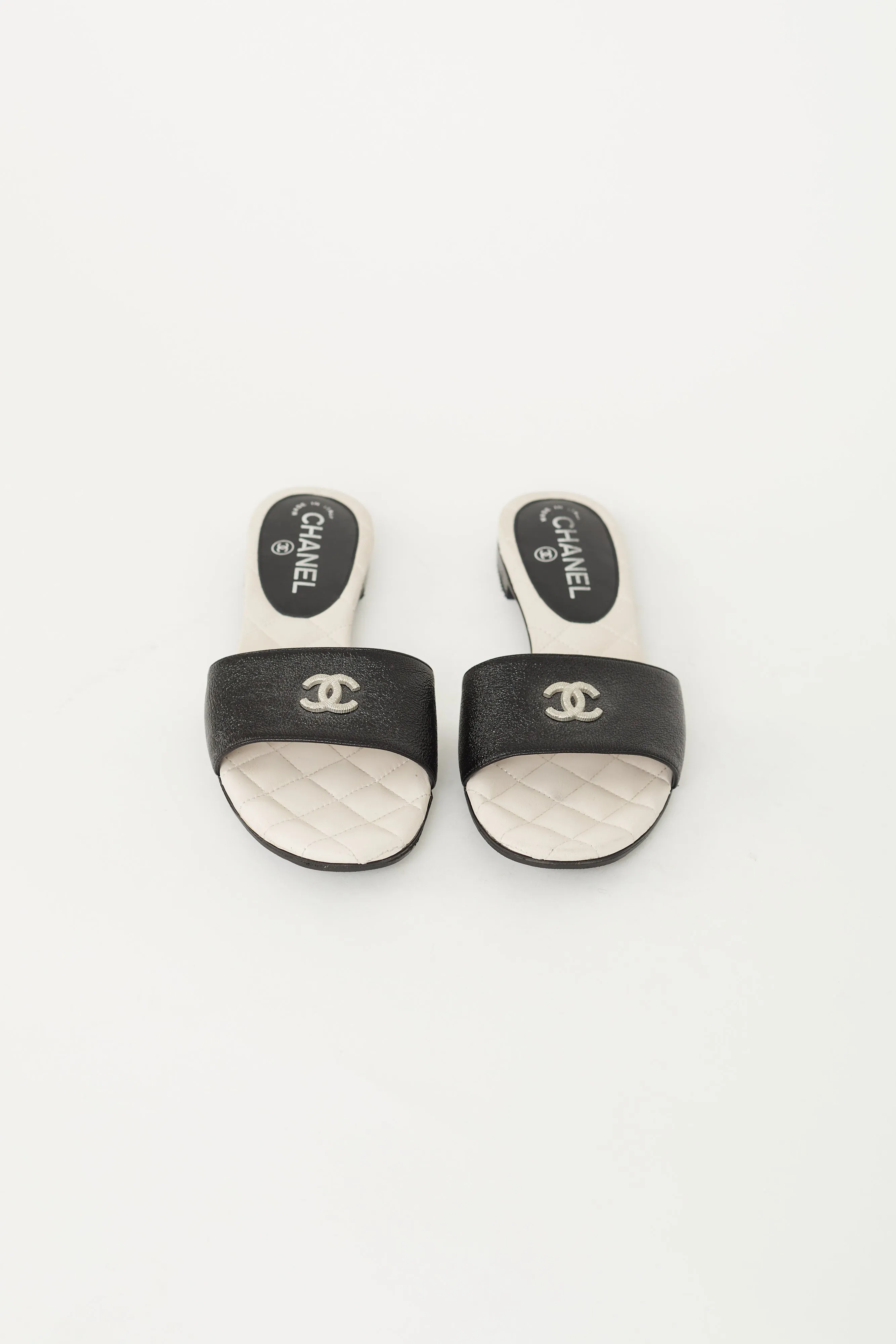 Black & Pink Quilted CC Sandal