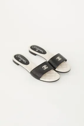 Black & Pink Quilted CC Sandal