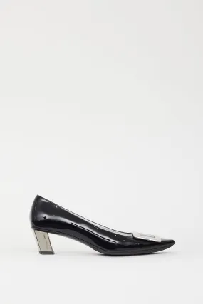 Black & Silver Patent Belle Vivier Pump