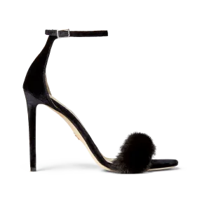 Black Mink and Suede Sandals