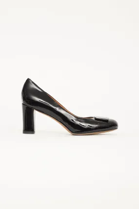 Black Patent Leather Silver Buckle Pump