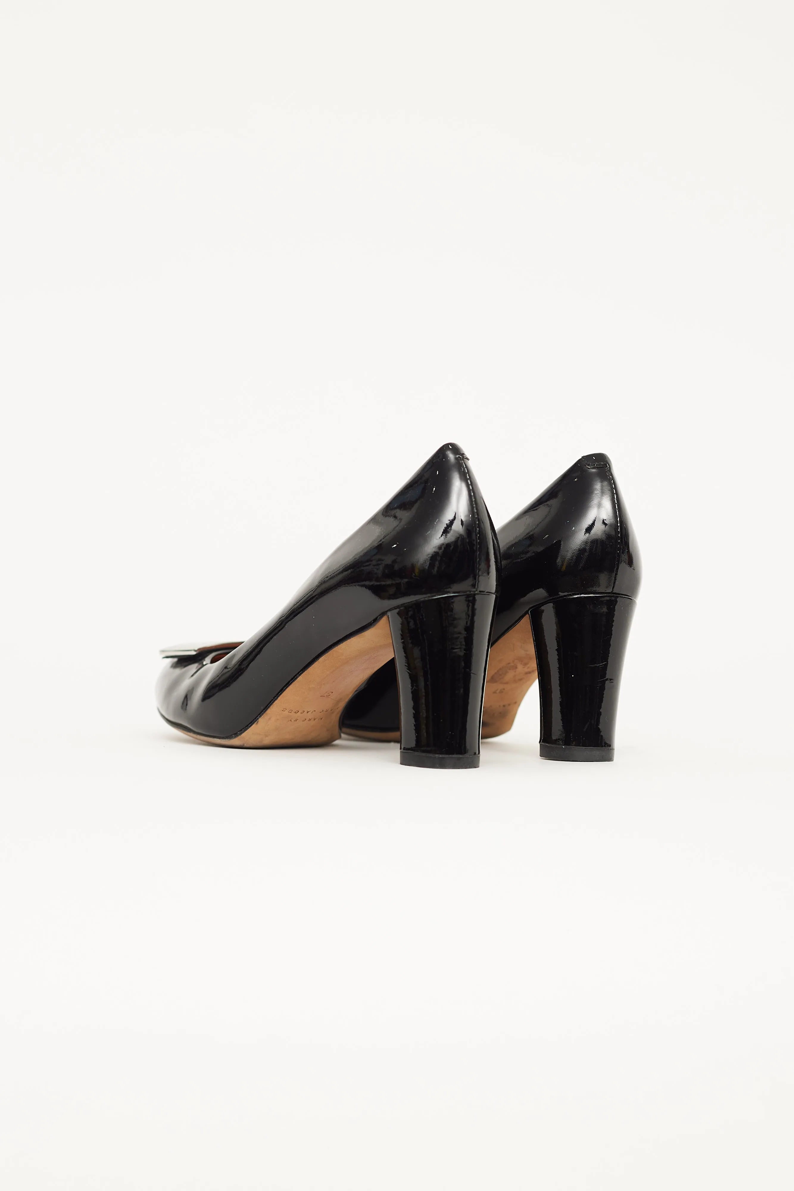 Black Patent Leather Silver Buckle Pump