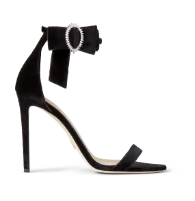 Black Velvet Bow Sandals