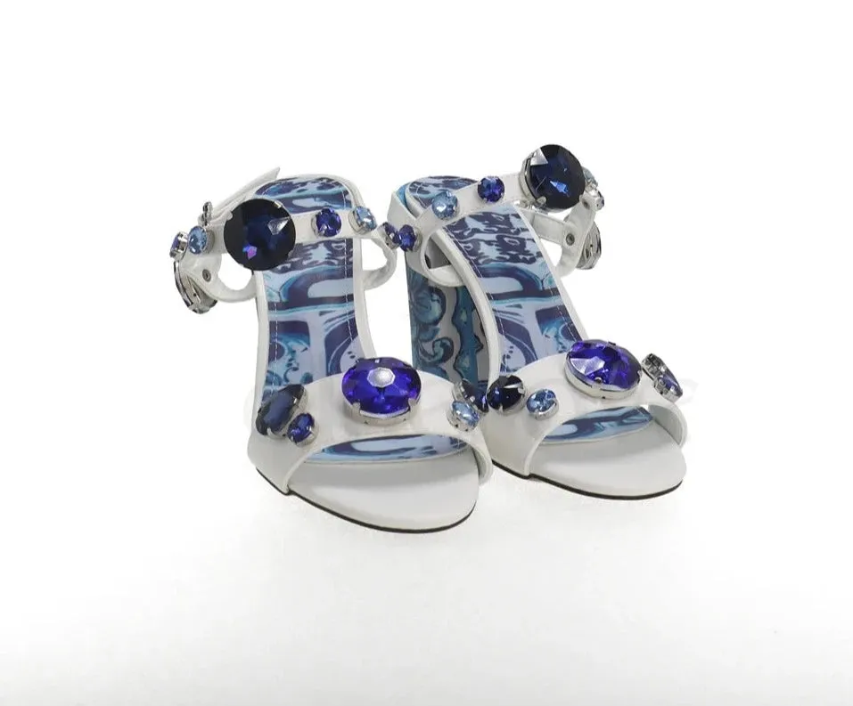 Blue & White Porcelain Crystal Sandals