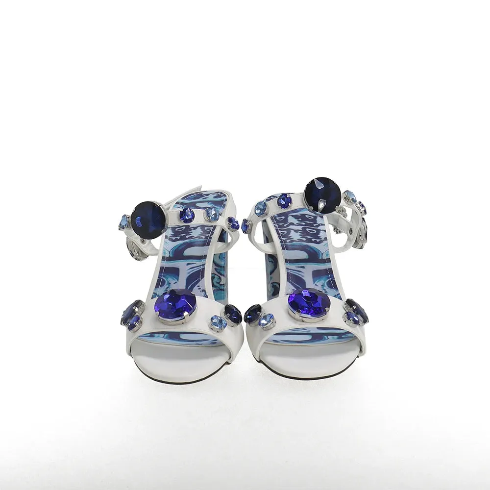 Blue & White Porcelain Crystal Sandals