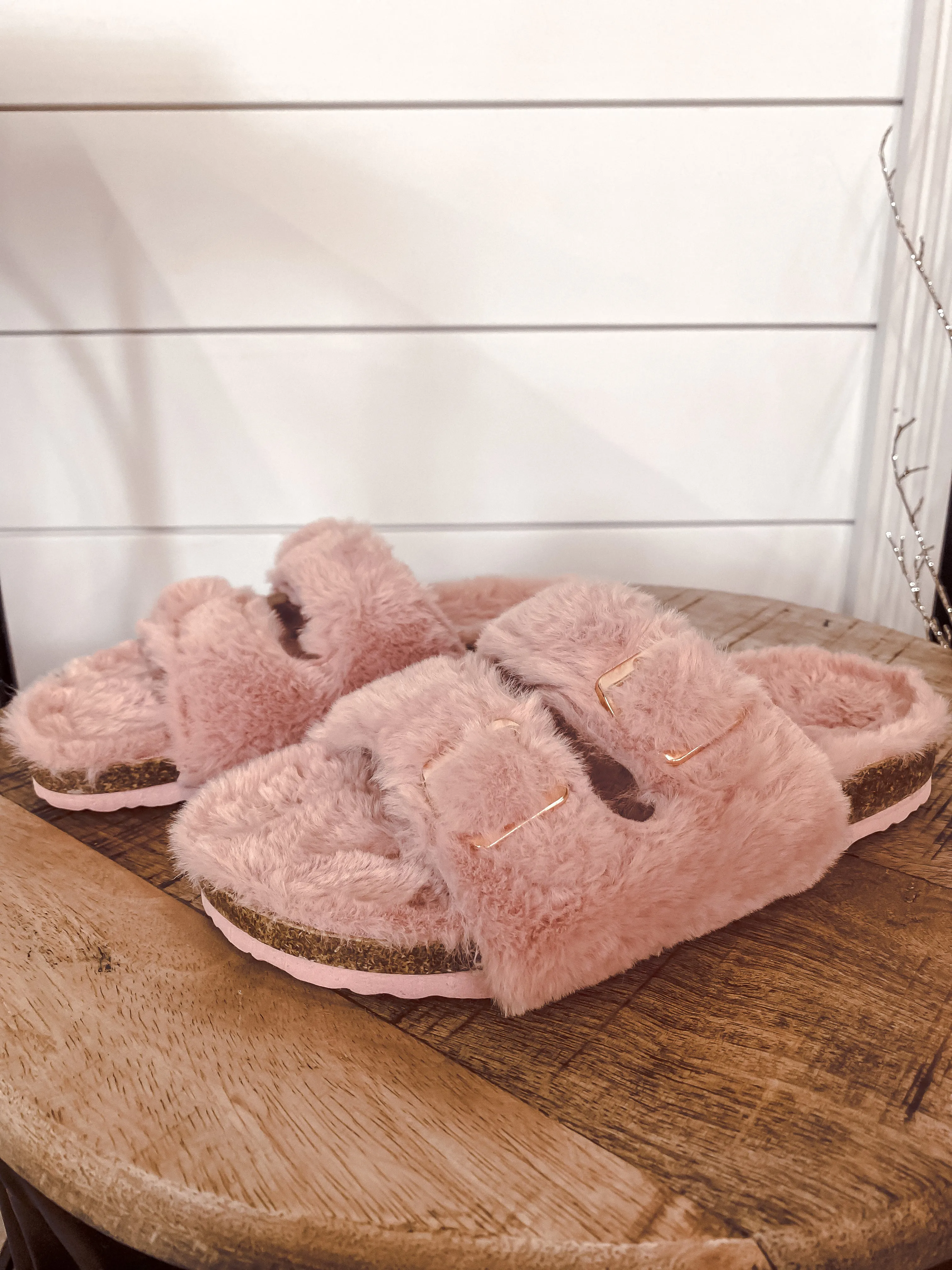 Blush Cozy Fur Slipper Sandals