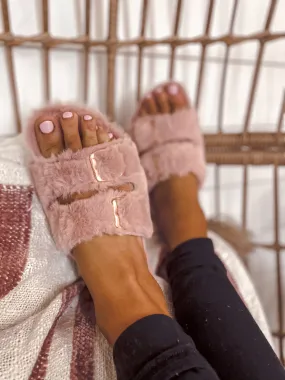 Blush Cozy Fur Slipper Sandals