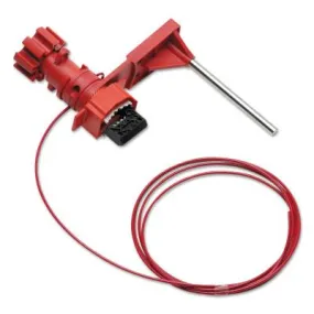 Brady® Universal Ball Valve Lockouts, 0.39 Dia. Shackle, 8ft Cable, 6.2w x 6.05h, 51394