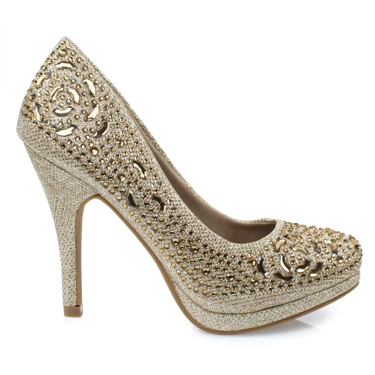Cassie70 by Delicacy, Sparkling High Heel Dress Pump w Round Toe, Glitter & Rhinestones