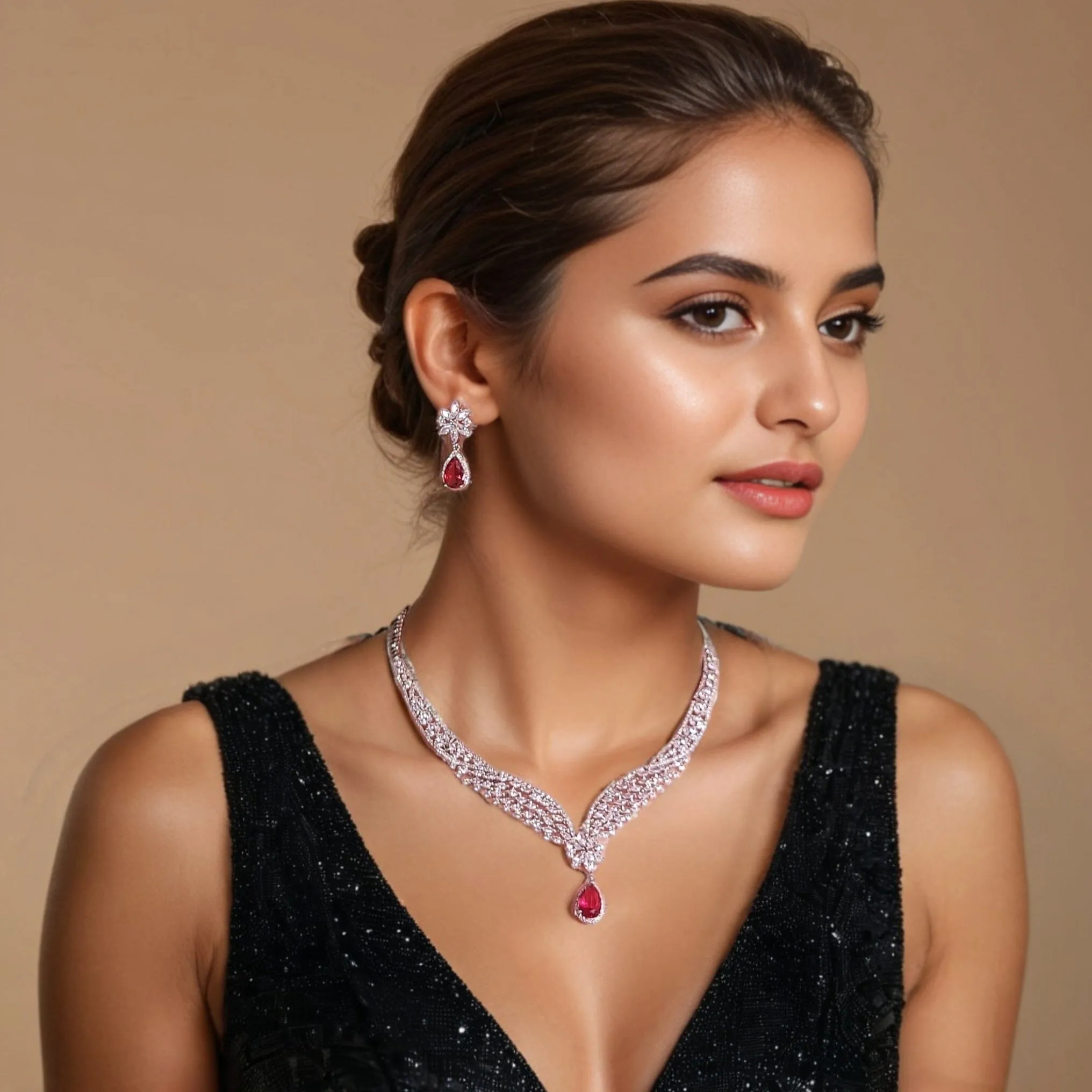 Crystal Pink Luxury Necklace Set
