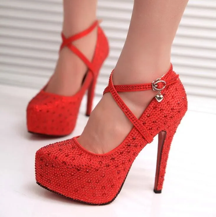 Crystal Platforms Rhinestone Diamond Luxury Women Wedding Shoes