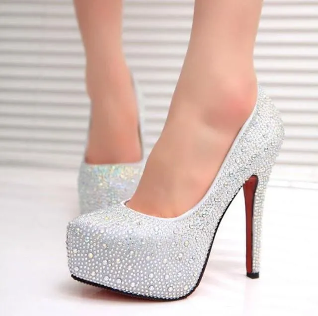 Crystal Platforms Rhinestone Diamond Luxury Women Wedding Shoes