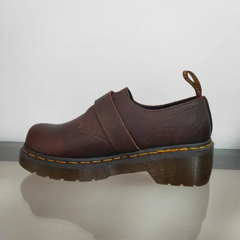 Dark Academia Martens Ankle Shoes Platform Retro Buckle
