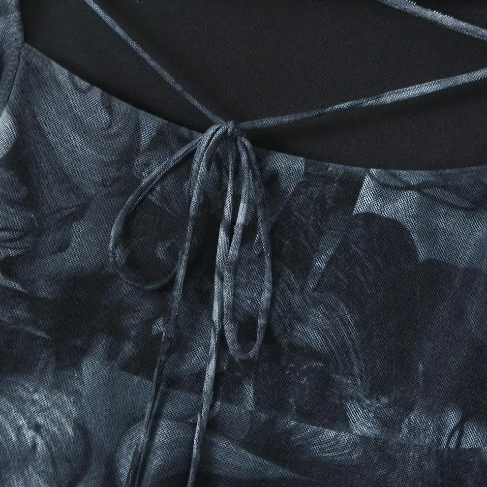 Dark Floral Asymmetrical Cami Dress