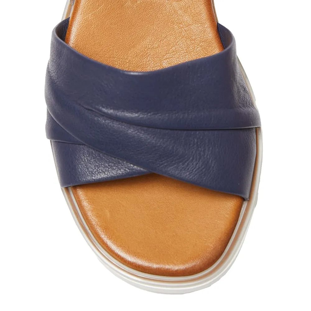 Dawn Heel in Navy Leather