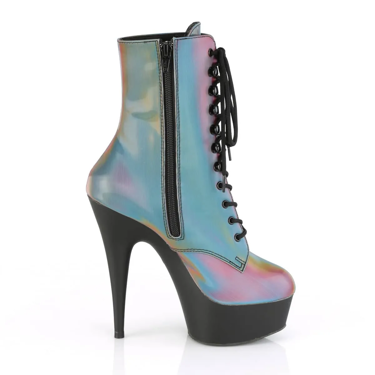 DELIGHT-1020REFL Black & Multi Colour Calf High Boots